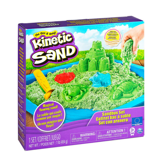 Набір піску для дитячої творчості – KINETIC SAND ЗАМОК З ПІСКУ (зелений, 454 г, формочки, лоток)