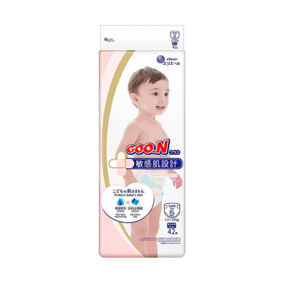 Підгузки GOO.N Plus для дітей 12-20 кг (розмір Big (XL), на липучках, унісекс, 42 шт)