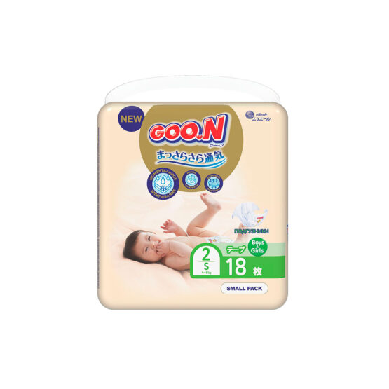 Підгузки GOO.N Premium Soft для дітей 4-8 кг (розмір 2(S), на липучках, унісекс, 18 шт)