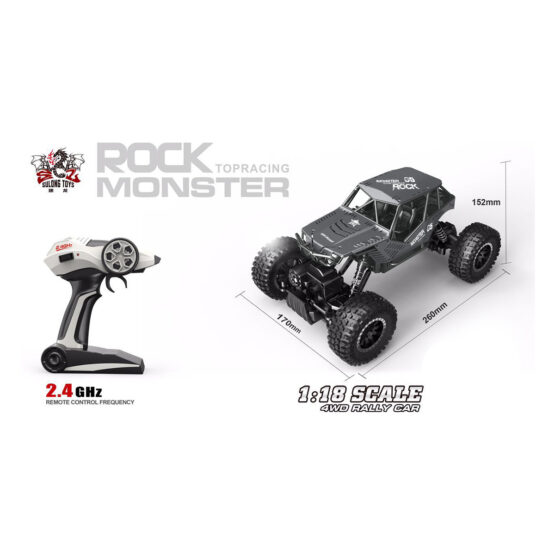 Автомобіль OFF-ROAD CRAWLER з р/к – ROCK (сріблястий, метал. корпус, 1:18)